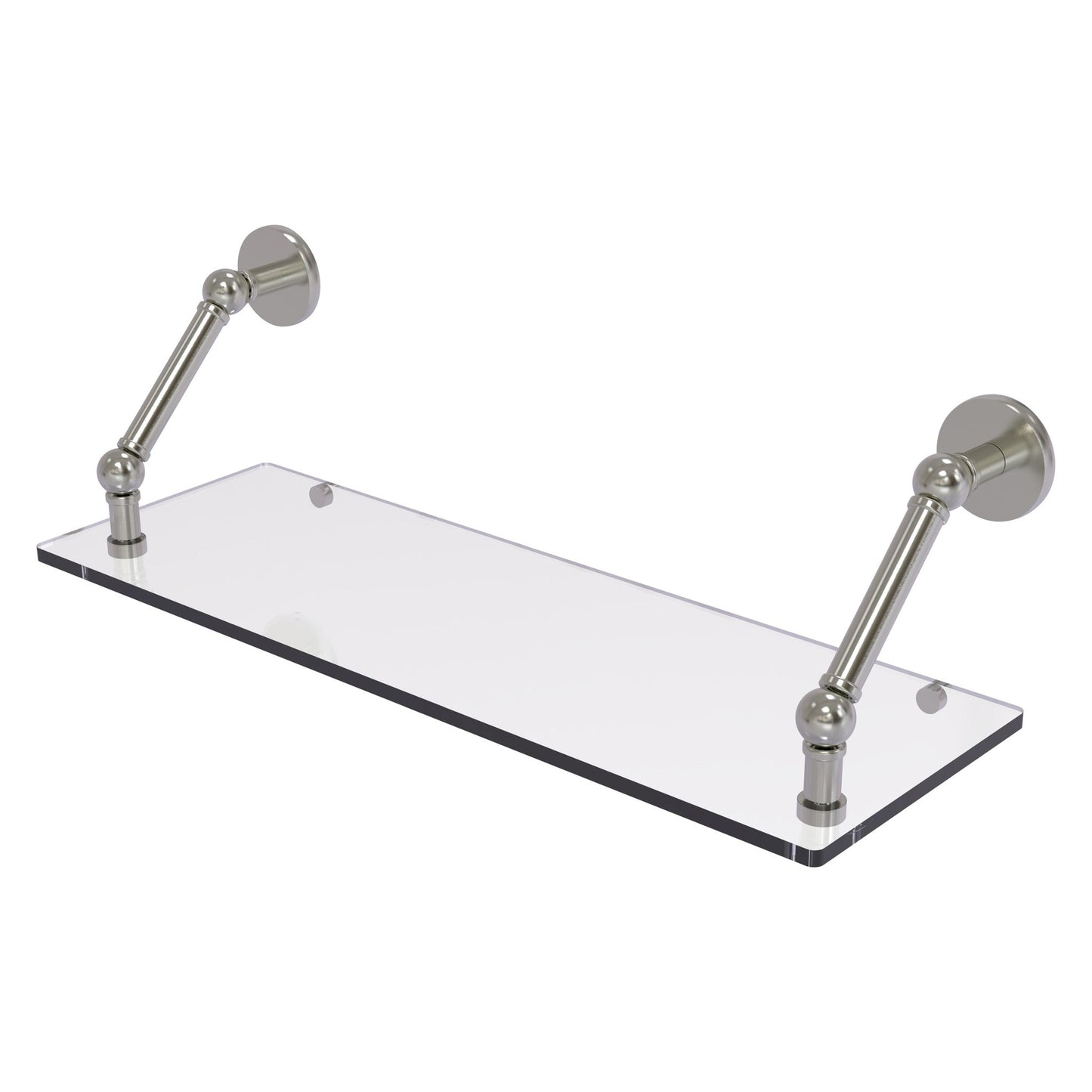 Allied Brass Prestige Skyline 24" x 8" Satin Nickel Solid Brass Floating Glass Shelf