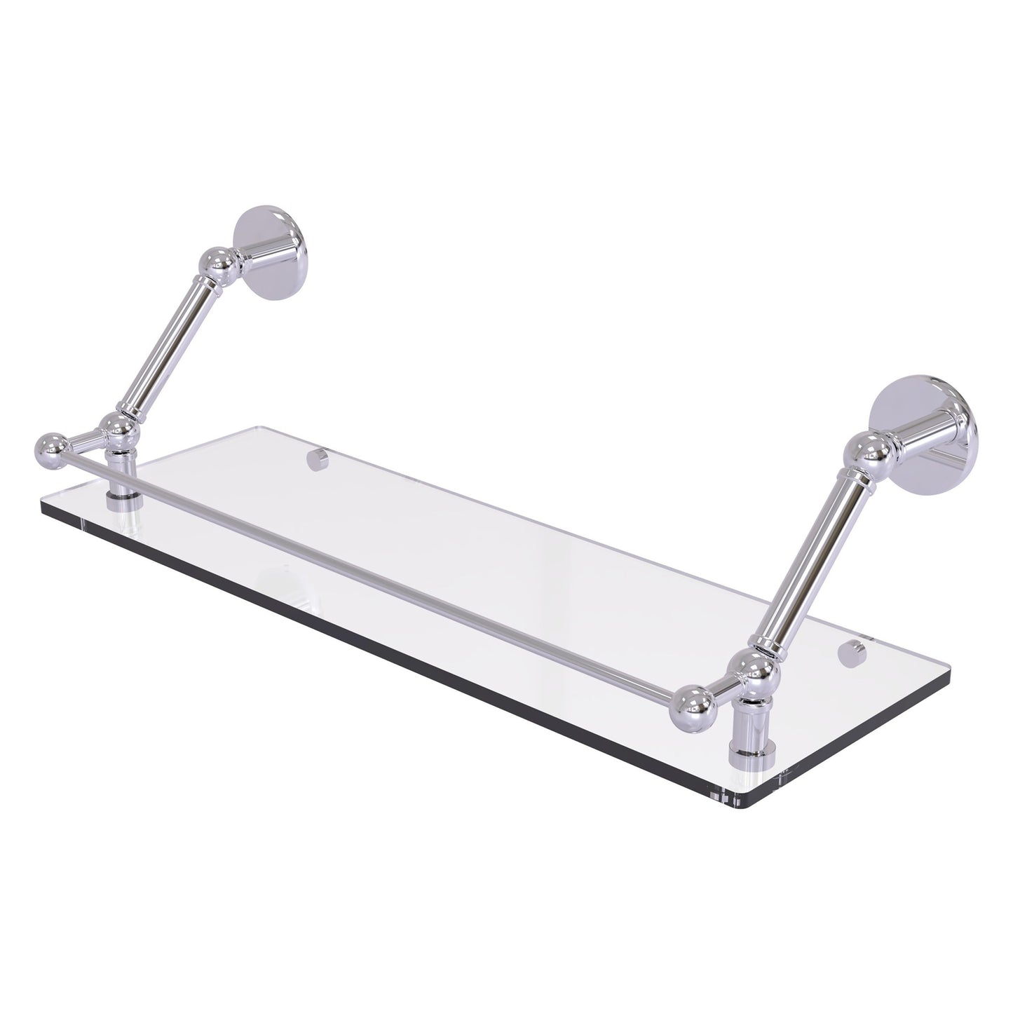 Allied Brass Prestige Skyline 24" x 8.6" Polished Chrome Solid Brass Floating Glass Shelf With Gallery Rail
