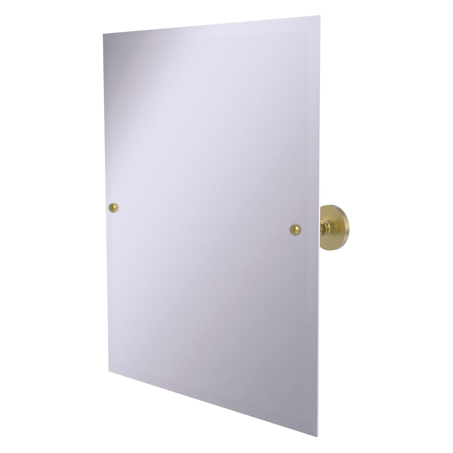 Allied Brass Prestige Skyline 26" x 21" Satin Brass Solid Brass Frameless Rectangular Tilt Mirror With Beveled Edge