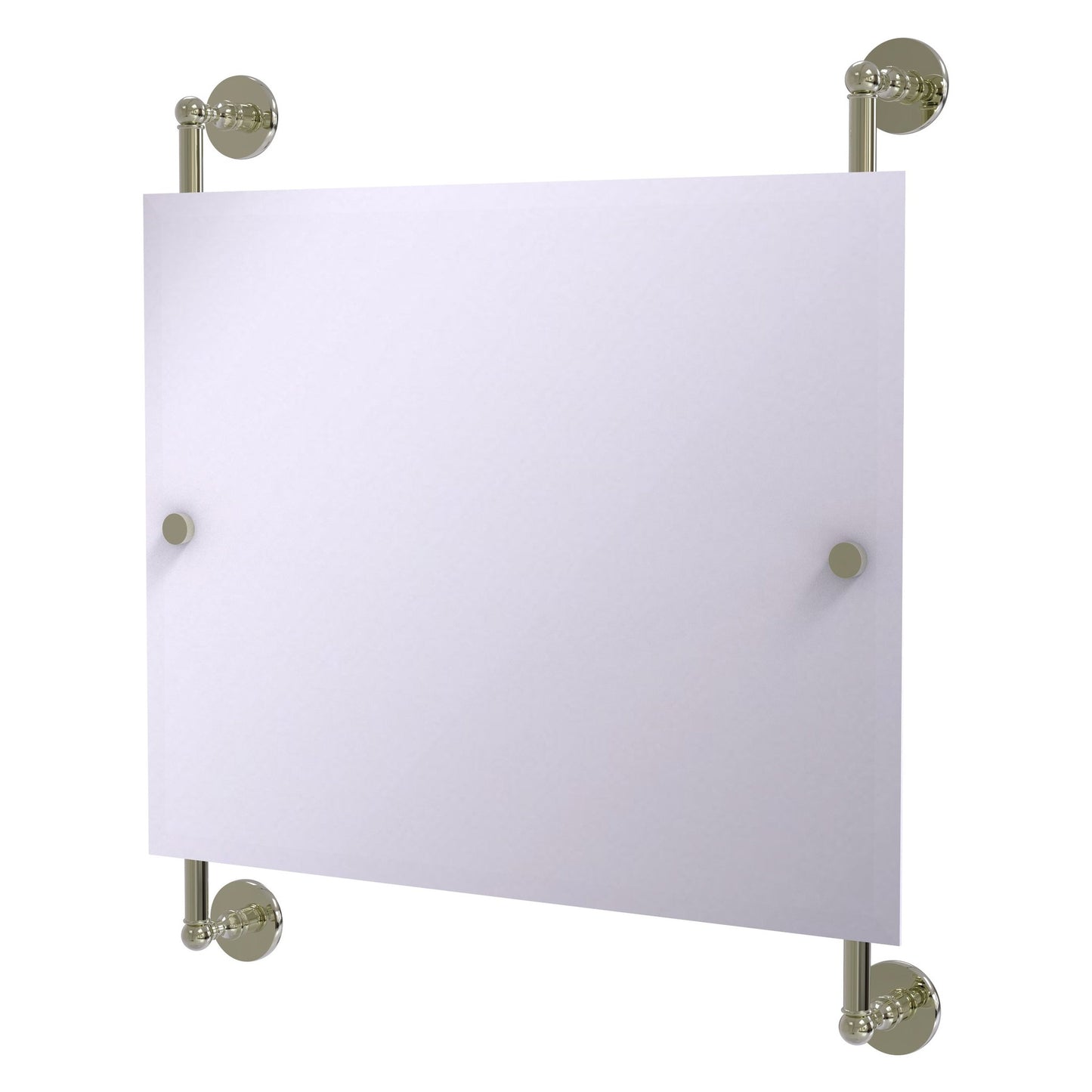 Allied Brass Prestige Skyline 26" x 3.8" Polished Nickel Solid Brass Rectangular Frameless Rail Mounted Mirror