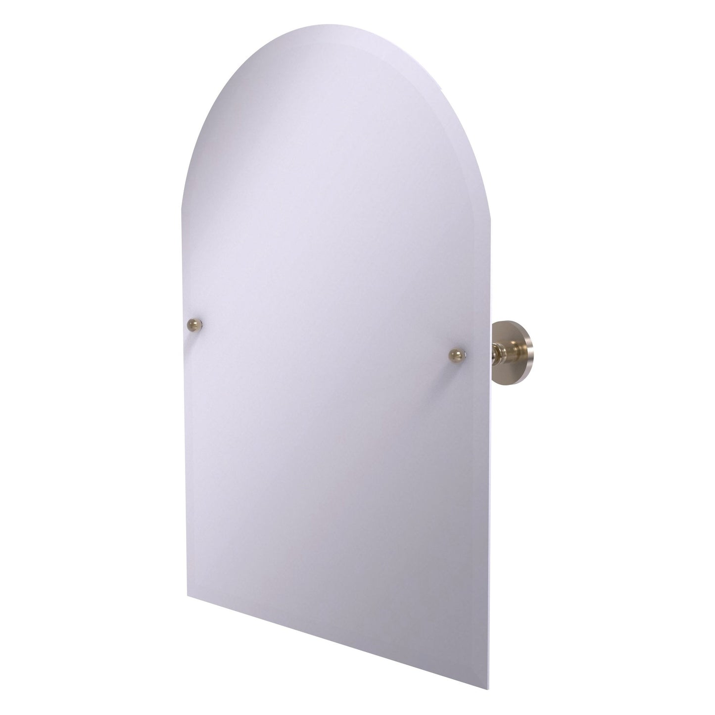 Allied Brass Prestige Skyline 29" x 21" Antique Pewter Solid Brass Frameless Arched Top Tilt Mirror With Beveled Edge