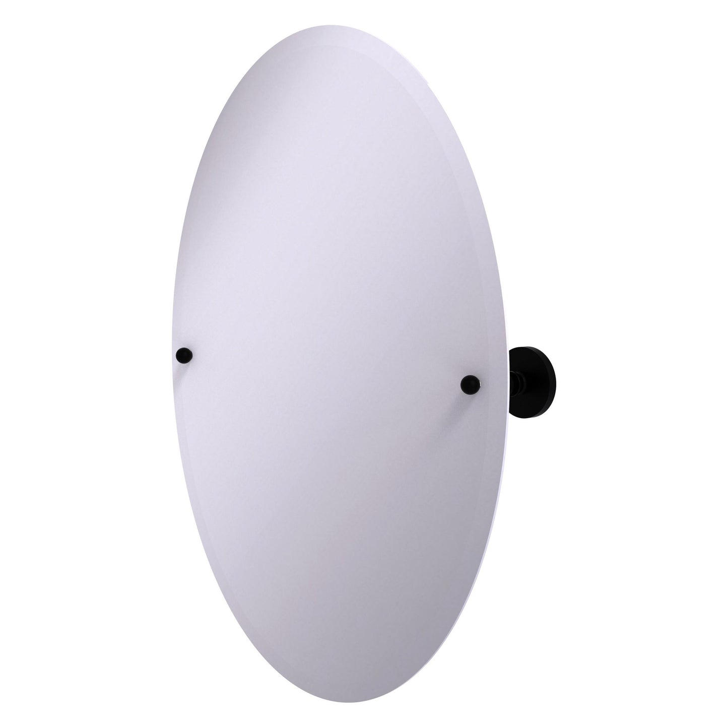 Allied Brass Prestige Skyline 29" x 21" Matte Black Solid Brass Frameless Oval Tilt Mirror With Beveled Edge