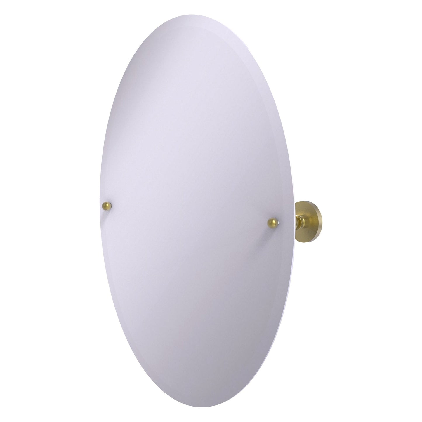 Allied Brass Prestige Skyline 29" x 21" Satin Brass Solid Brass Frameless Oval Tilt Mirror With Beveled Edge