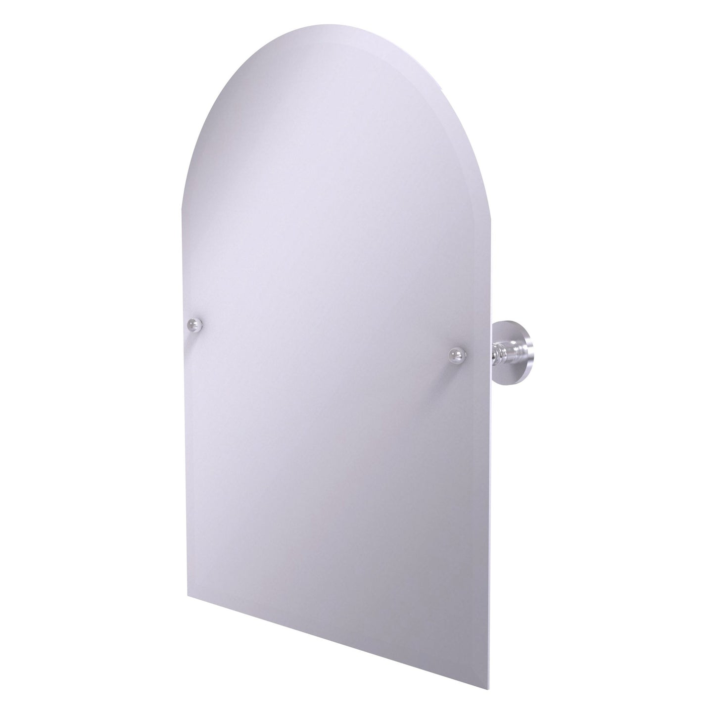 Allied Brass Prestige Skyline 29" x 21" Satin Chrome Solid Brass Frameless Arched Top Tilt Mirror With Beveled Edge