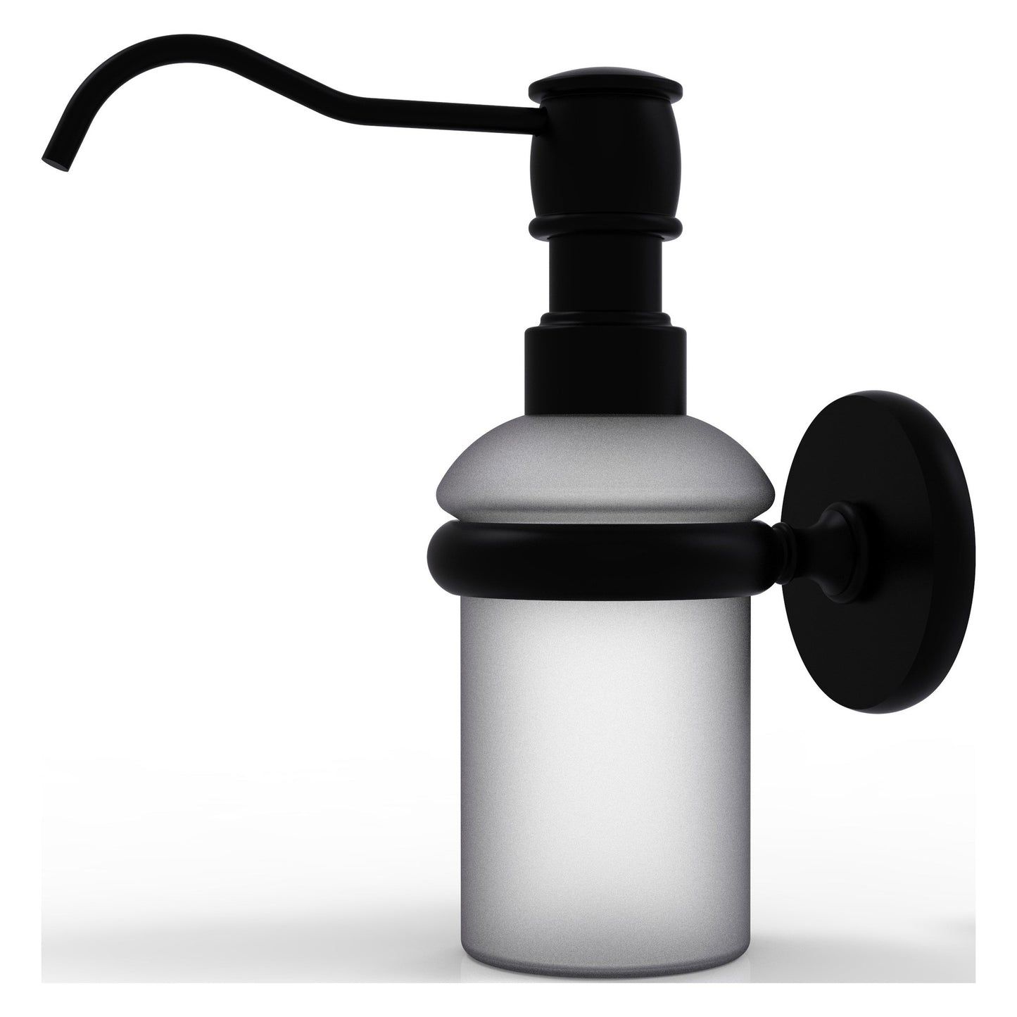 Allied Brass Prestige Skyline 3" x 3" Matte Black Solid Brass Wall-Mounted Soap Dispenser