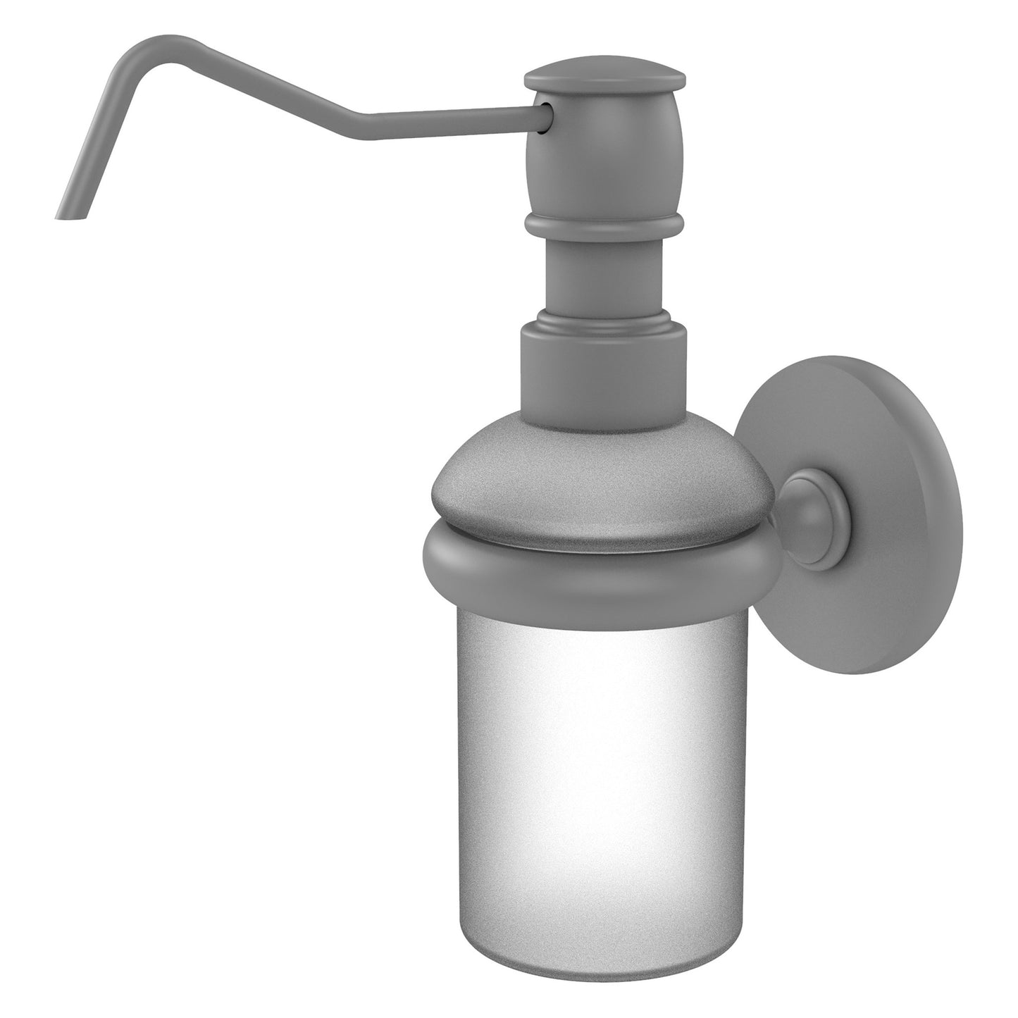 Allied Brass Prestige Skyline 3" x 3" Matte Gray Solid Brass Wall-Mounted Soap Dispenser