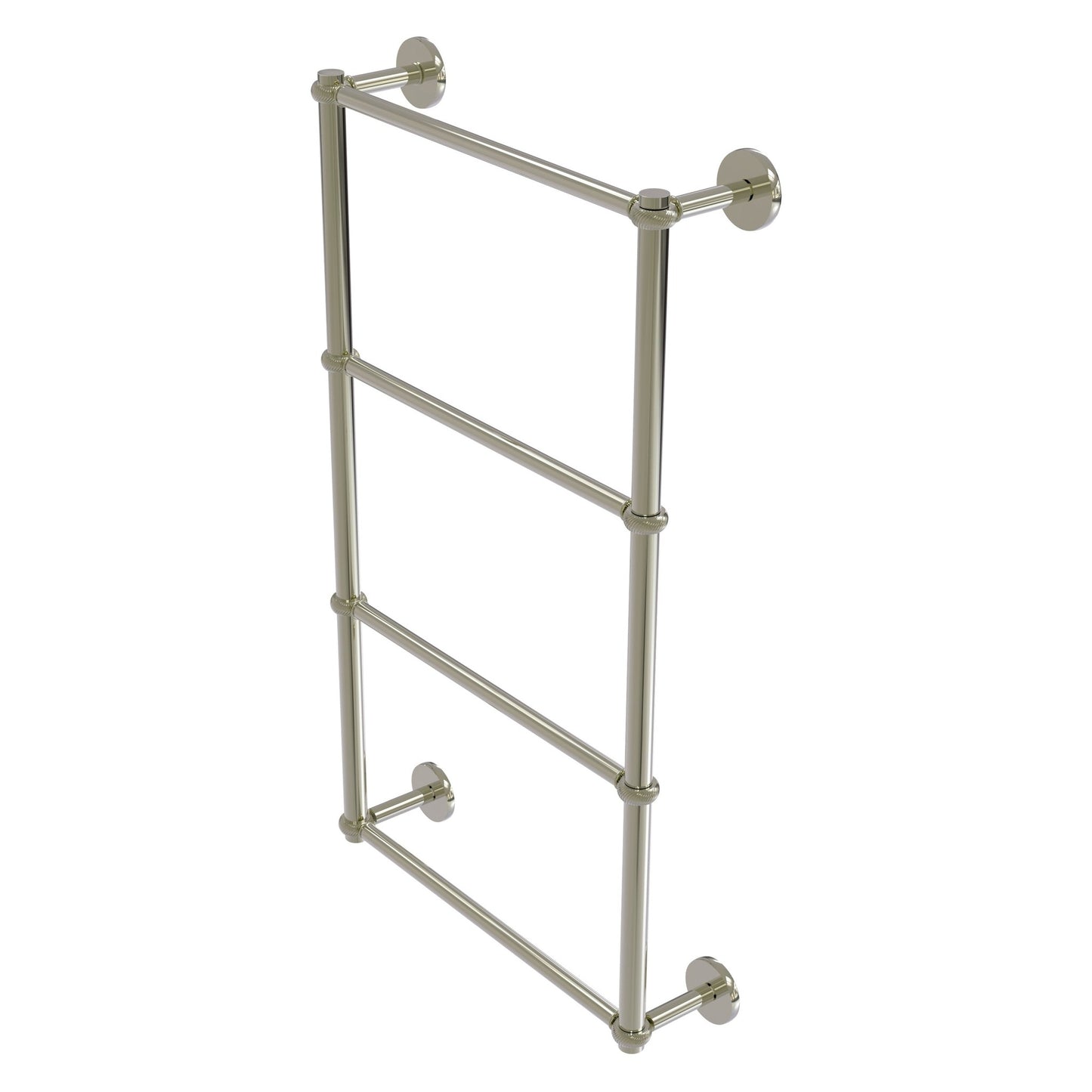 Allied Brass Prestige Skyline 30" x 5" Polished Nickel Solid Brass 4-Tier Ladder Towel Bar With Twisted Detail