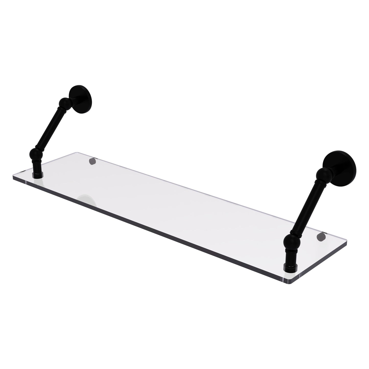 Allied Brass Prestige Skyline 30" x 8" Matte Black Solid Brass Floating Glass Shelf