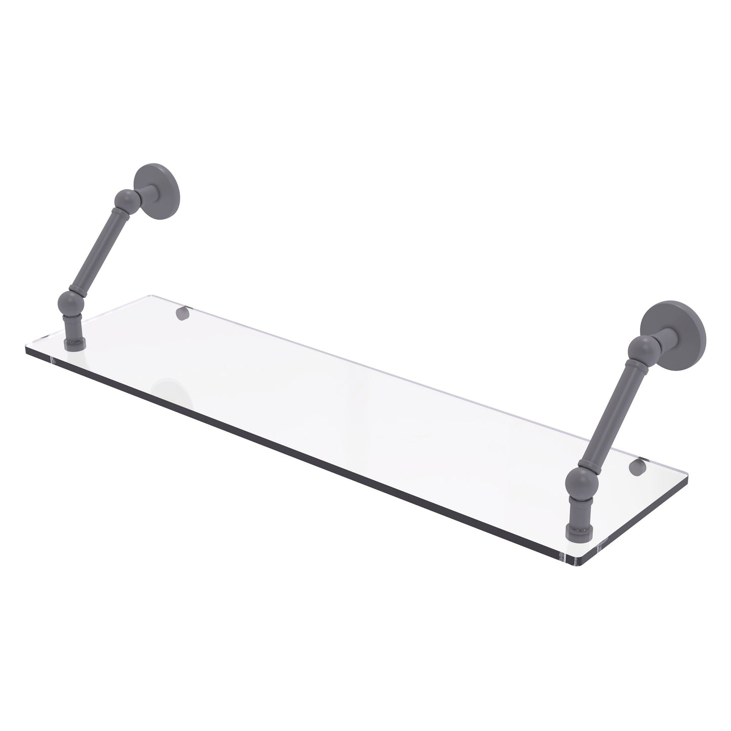 Allied Brass Prestige Skyline 30" x 8" Matte Gray Solid Brass Floating Glass Shelf