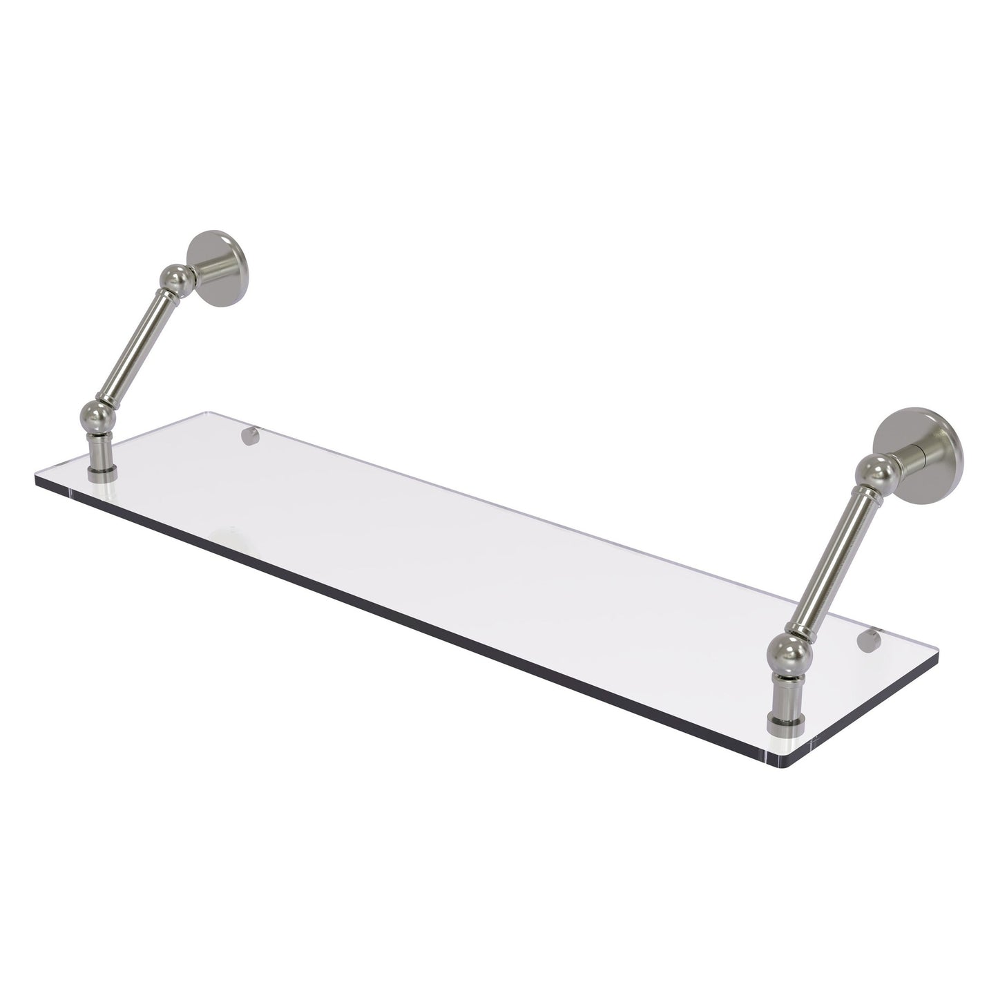 Allied Brass Prestige Skyline 30" x 8" Satin Nickel Solid Brass Floating Glass Shelf