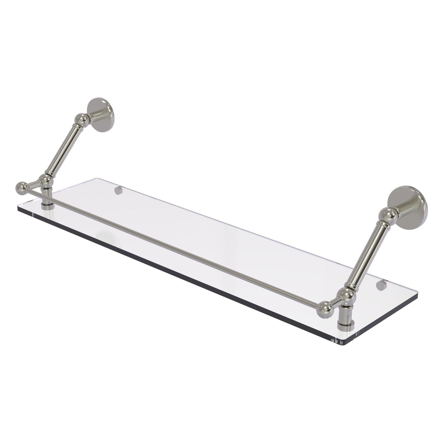Allied Brass Prestige Skyline 30" x 8.6" Satin Nickel Solid Brass Floating Glass Shelf With Gallery Rail