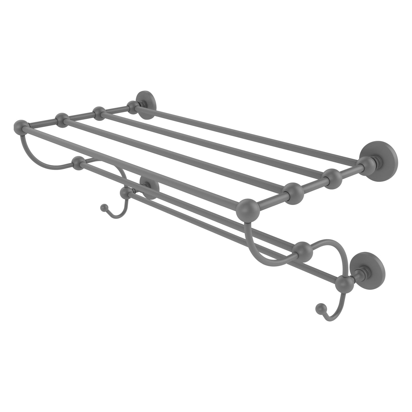 Allied Brass Prestige Skyline 36" x 14" Matte Gray Solid Brass Train Rack Towel Shelf