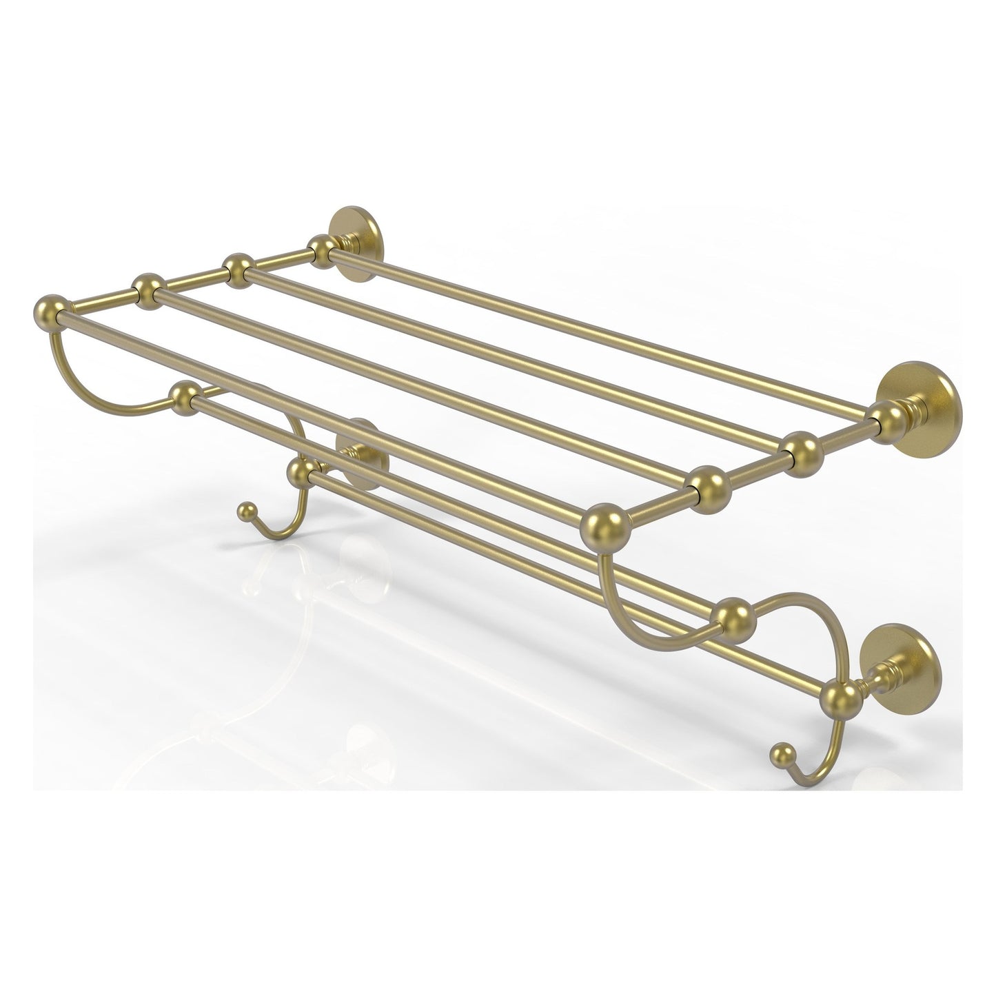 Allied Brass Prestige Skyline 36" x 14" Satin Brass Solid Brass Train Rack Towel Shelf