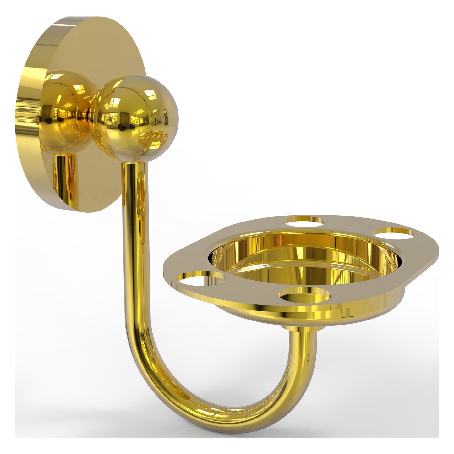Allied Brass Prestige Skyline 4.5" x 3.5" Polished Brass Solid Brass Toothbrush and Tumbler Holder
