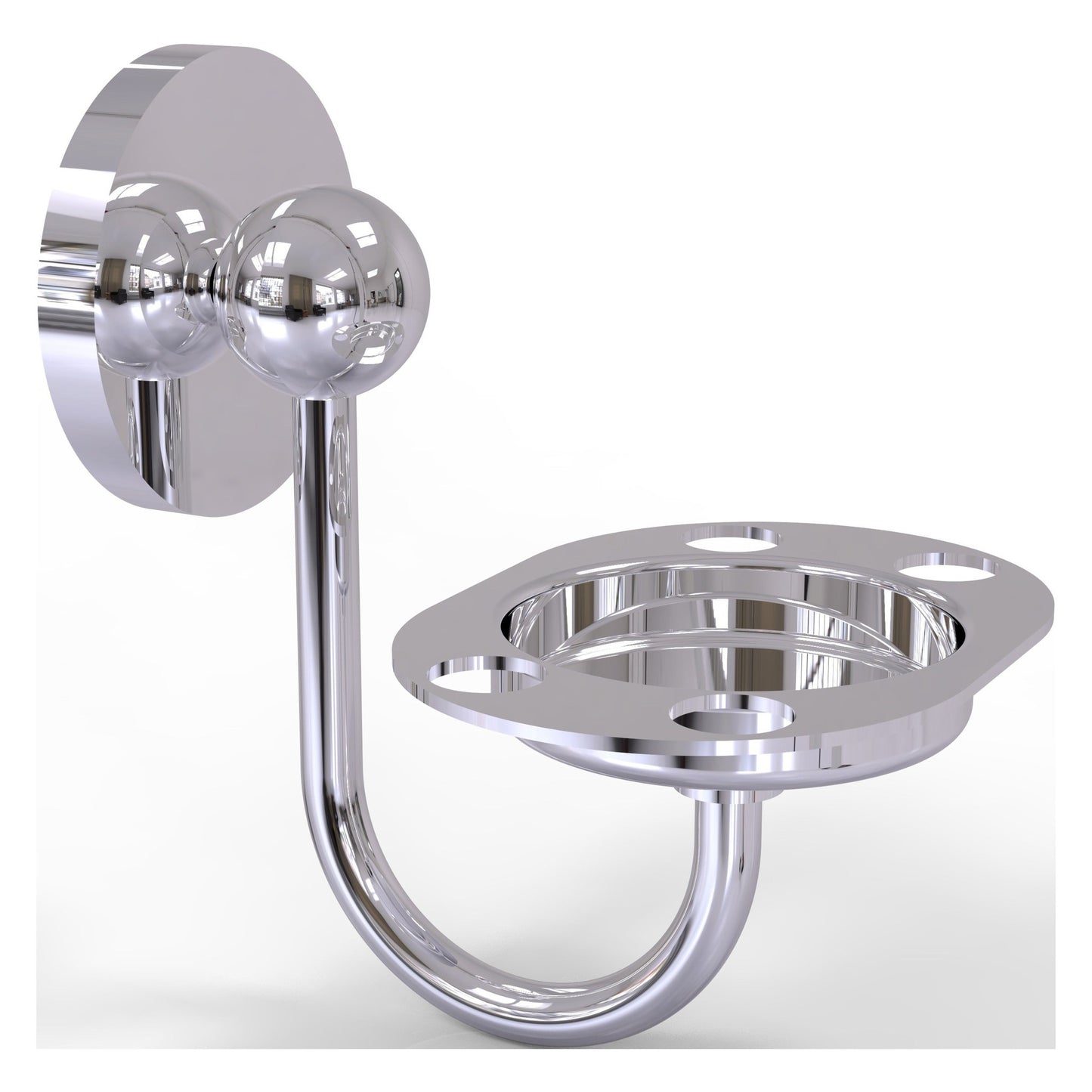 Allied Brass Prestige Skyline 4.5" x 3.5" Polished Chrome Solid Brass Toothbrush and Tumbler Holder