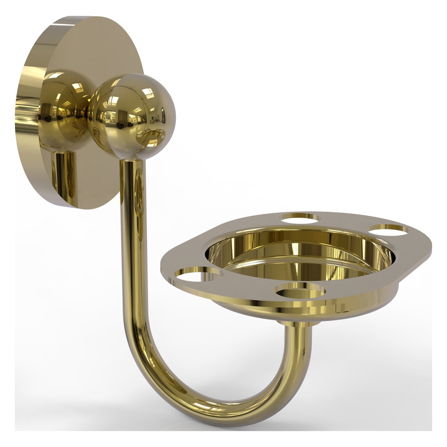 Allied Brass Prestige Skyline 4.5" x 3.5" Unlacquered Brass Solid Brass Toothbrush and Tumbler Holder