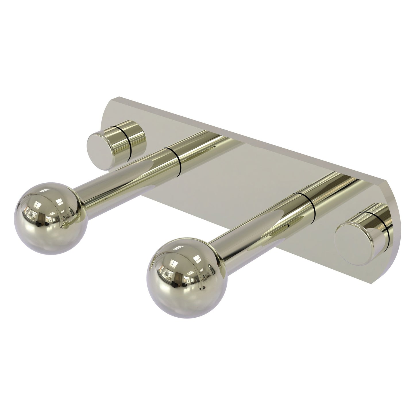 Allied Brass Prestige Skyline 5.5" x 3" Polished Nickel Solid Brass 2-Position Robe Hook