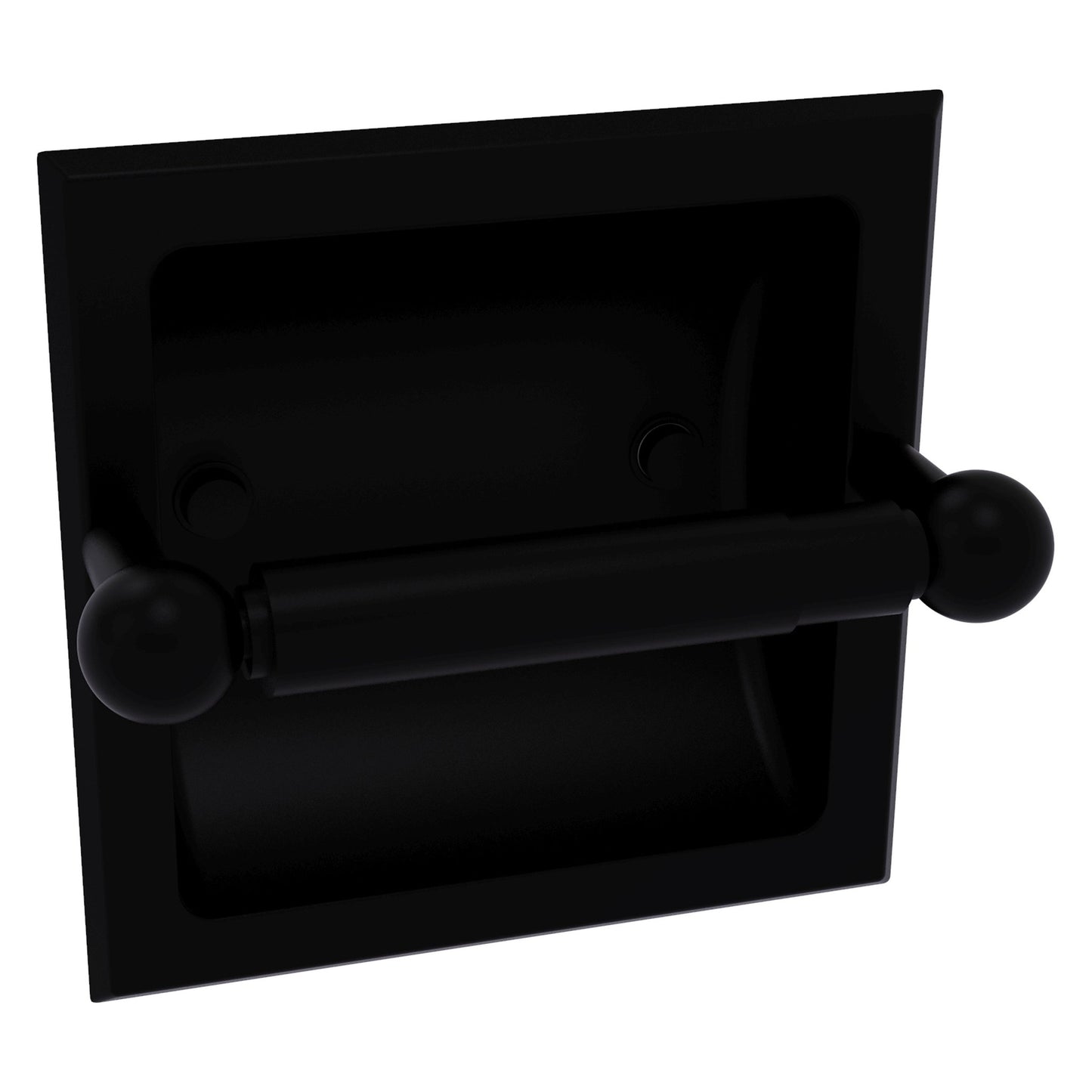 Allied Brass Prestige Skyline 6.37" x 6.1" Matte Black Solid Brass Recessed Toilet Paper Holder