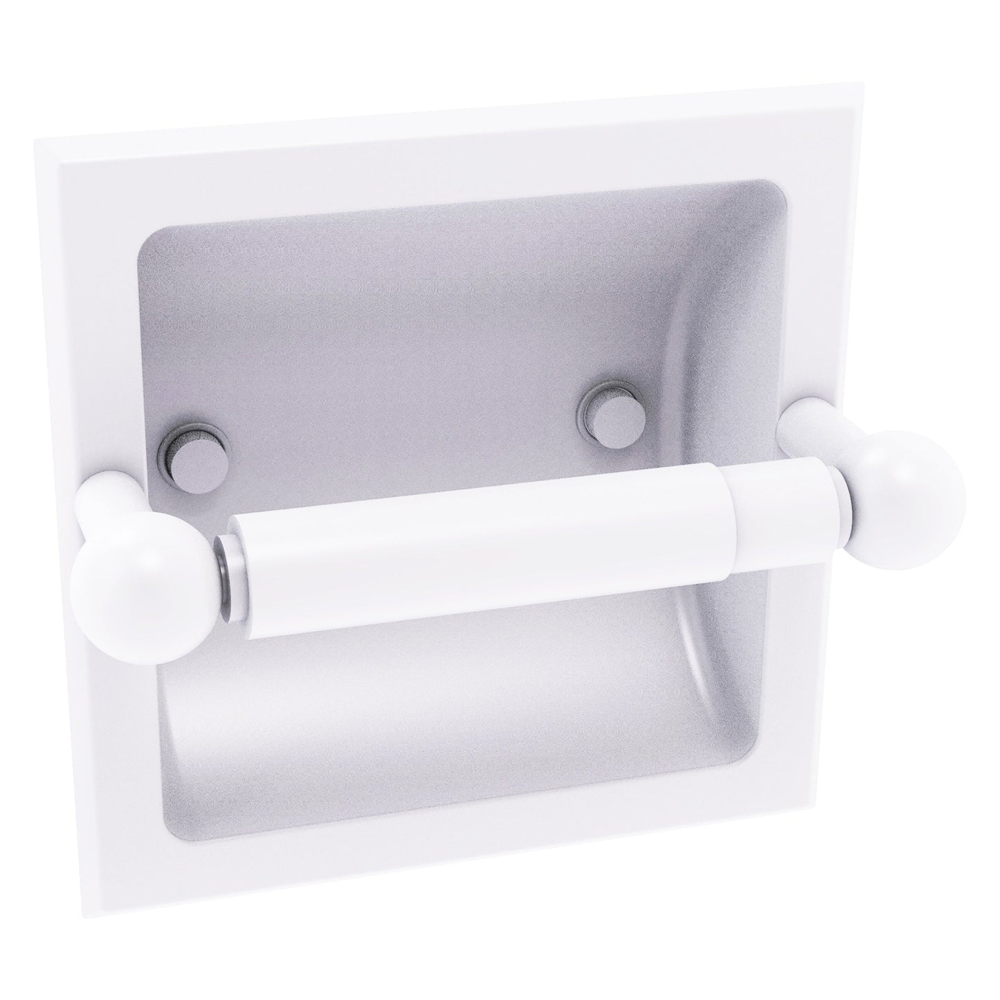 Allied Brass Prestige Skyline 6.37" x 6.1" Matte White Solid Brass Recessed Toilet Paper Holder