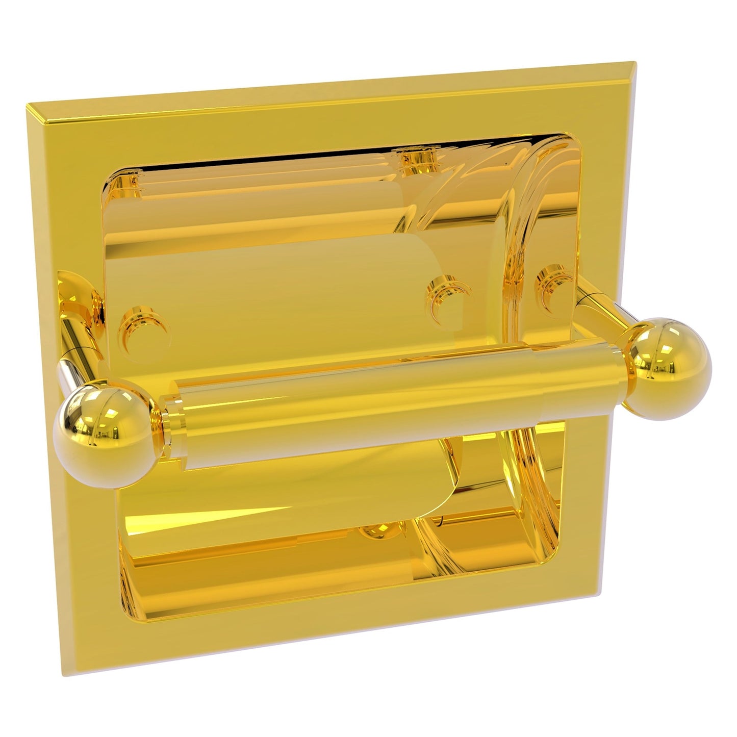 Allied Brass Prestige Skyline 6.37" x 6.1" Polished Brass Solid Brass Recessed Toilet Paper Holder