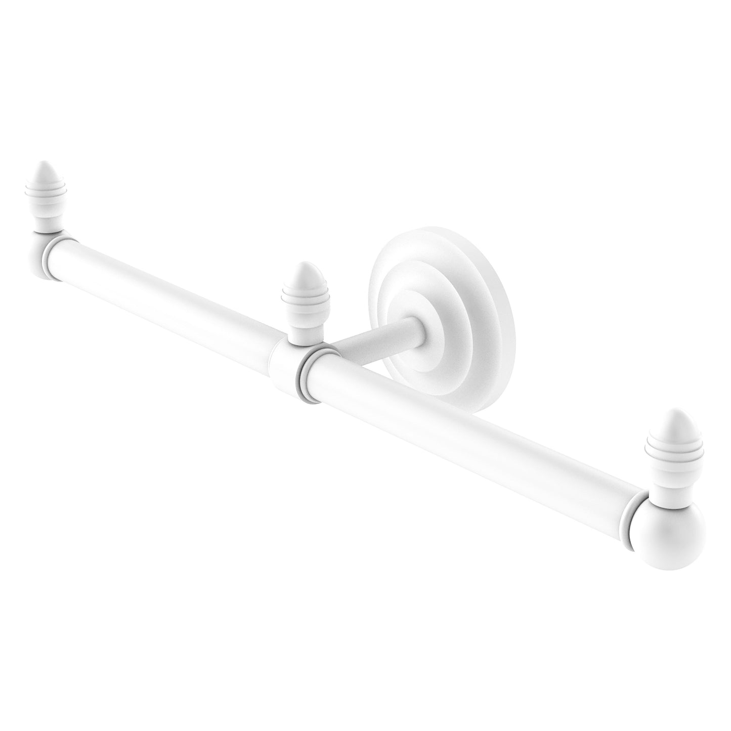 Allied Brass Que New 15.5" x 3.5" Matte White Solid Brass 2-Arm Guest Towel Holder