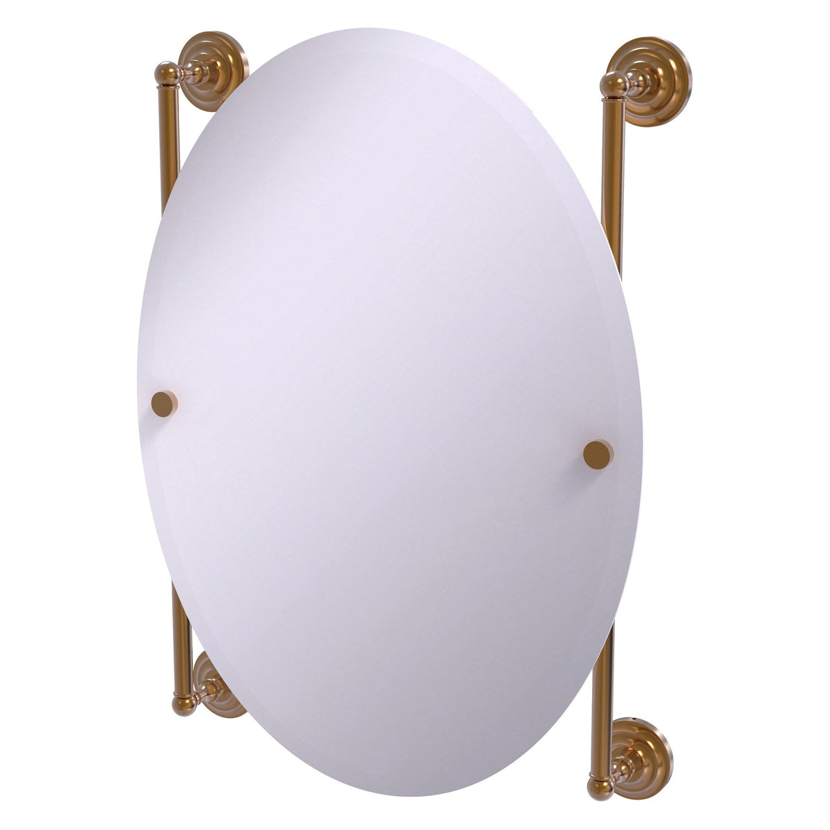 Allied Brass Que New 21" x 3.8" Brushed Bronze Solid Brass Oval Frameless Rail Mounted Mirror