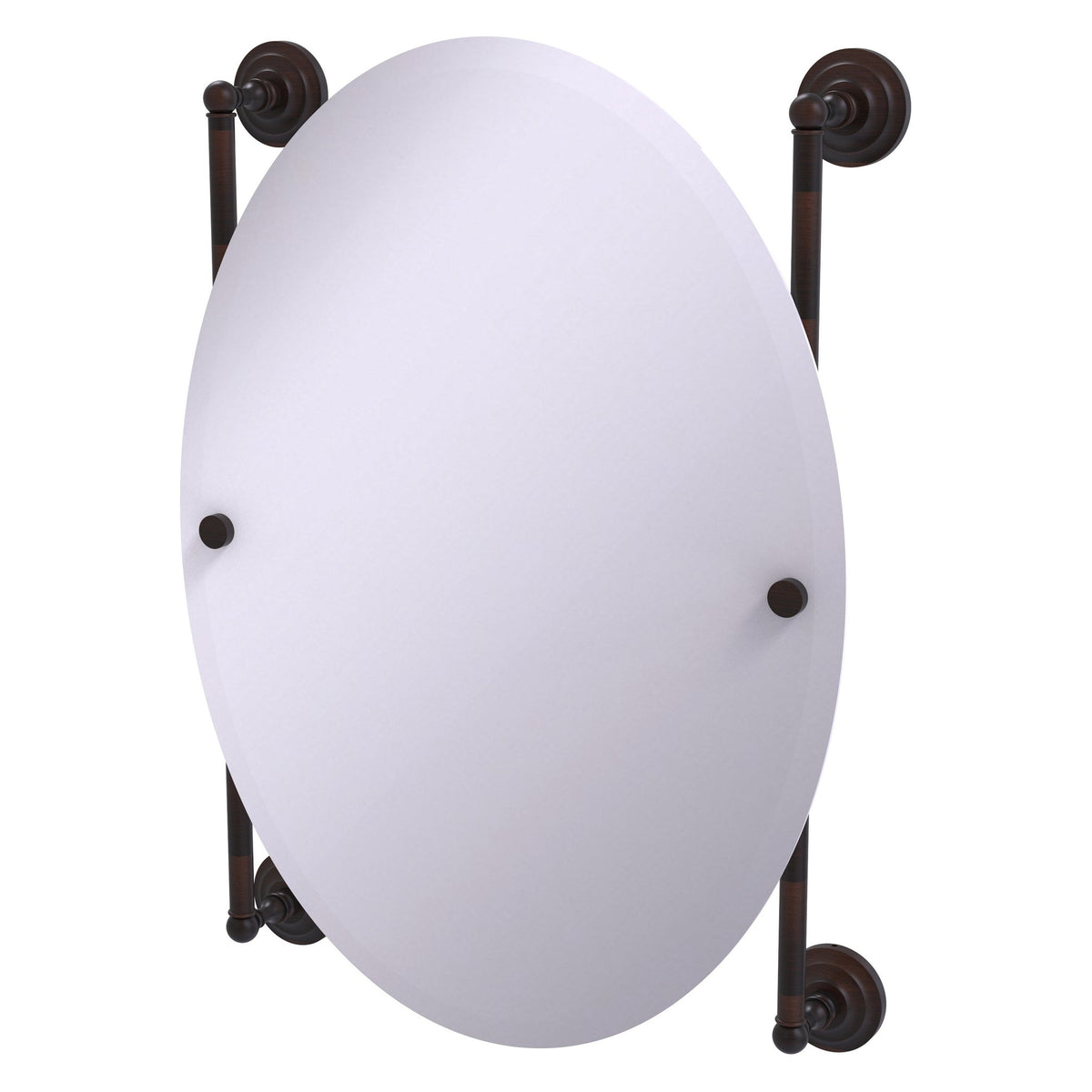 Allied Brass Que New 21" x 3.8" Venetian Bronze Solid Brass Oval Frameless Rail Mounted Mirror