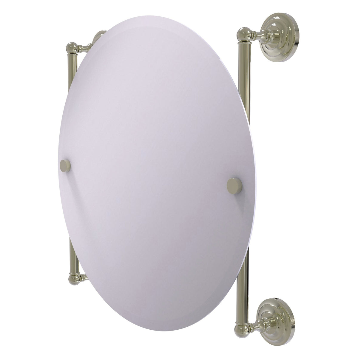 Allied Brass Que New 22" x 3.8" Polished Nickel Solid Brass Round Frameless Rail Mounted Mirror