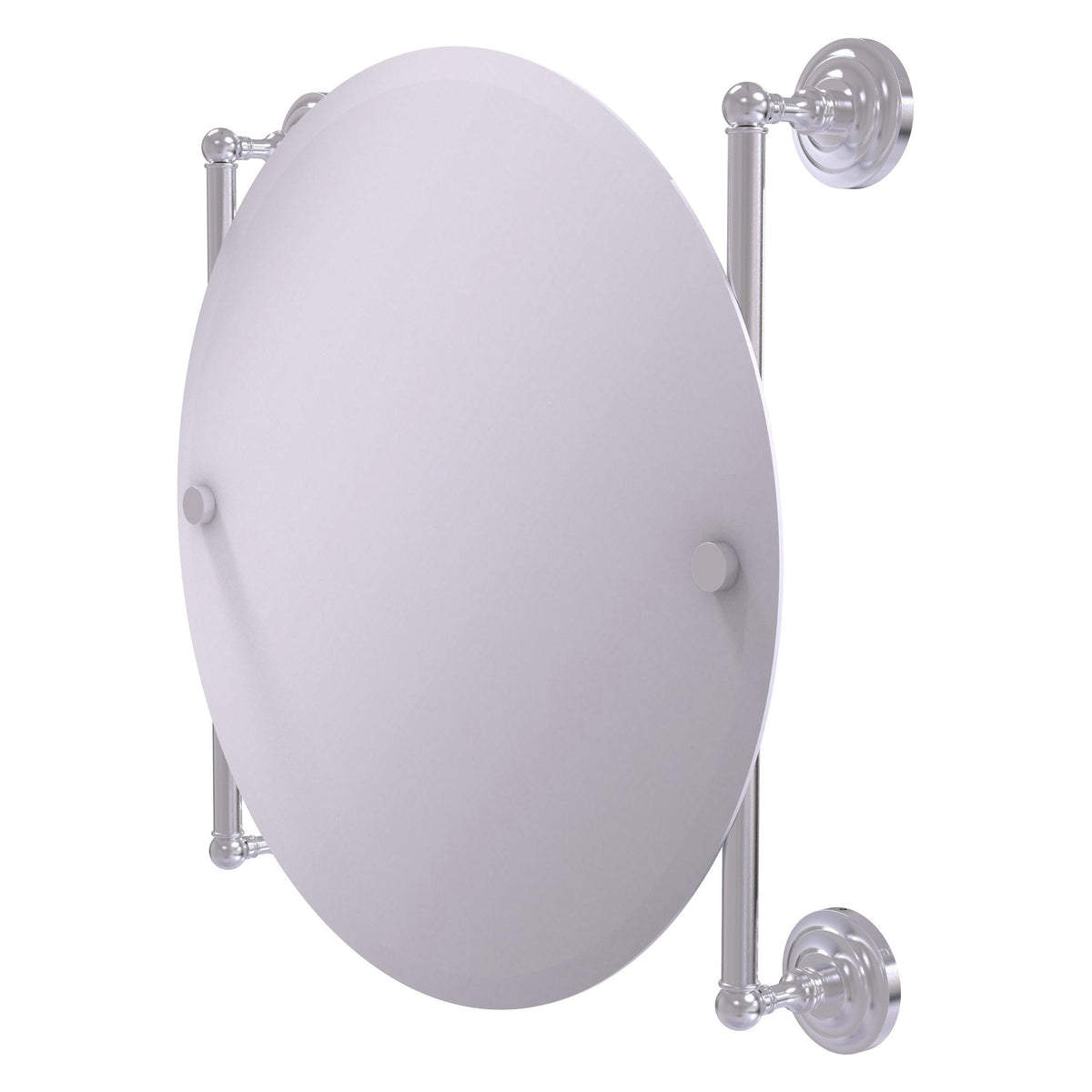 Allied Brass Que New 22" x 3.8" Satin Chrome Solid Brass Round Frameless Rail Mounted Mirror