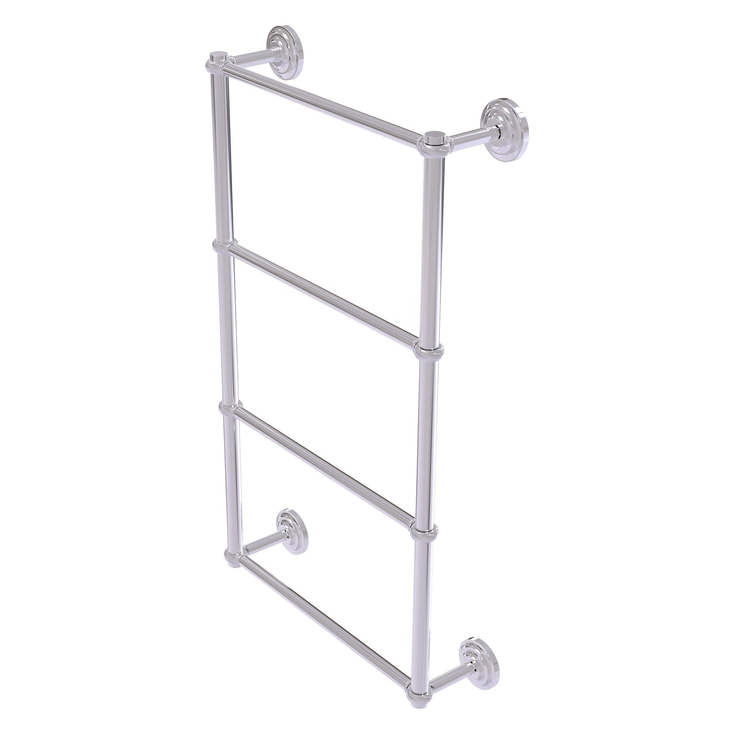 Allied Brass Que New 30" x 5.4" Polished Chrome Solid Brass 4-Tier 30 Inches Ladder Towel Bar With Twisted Detail