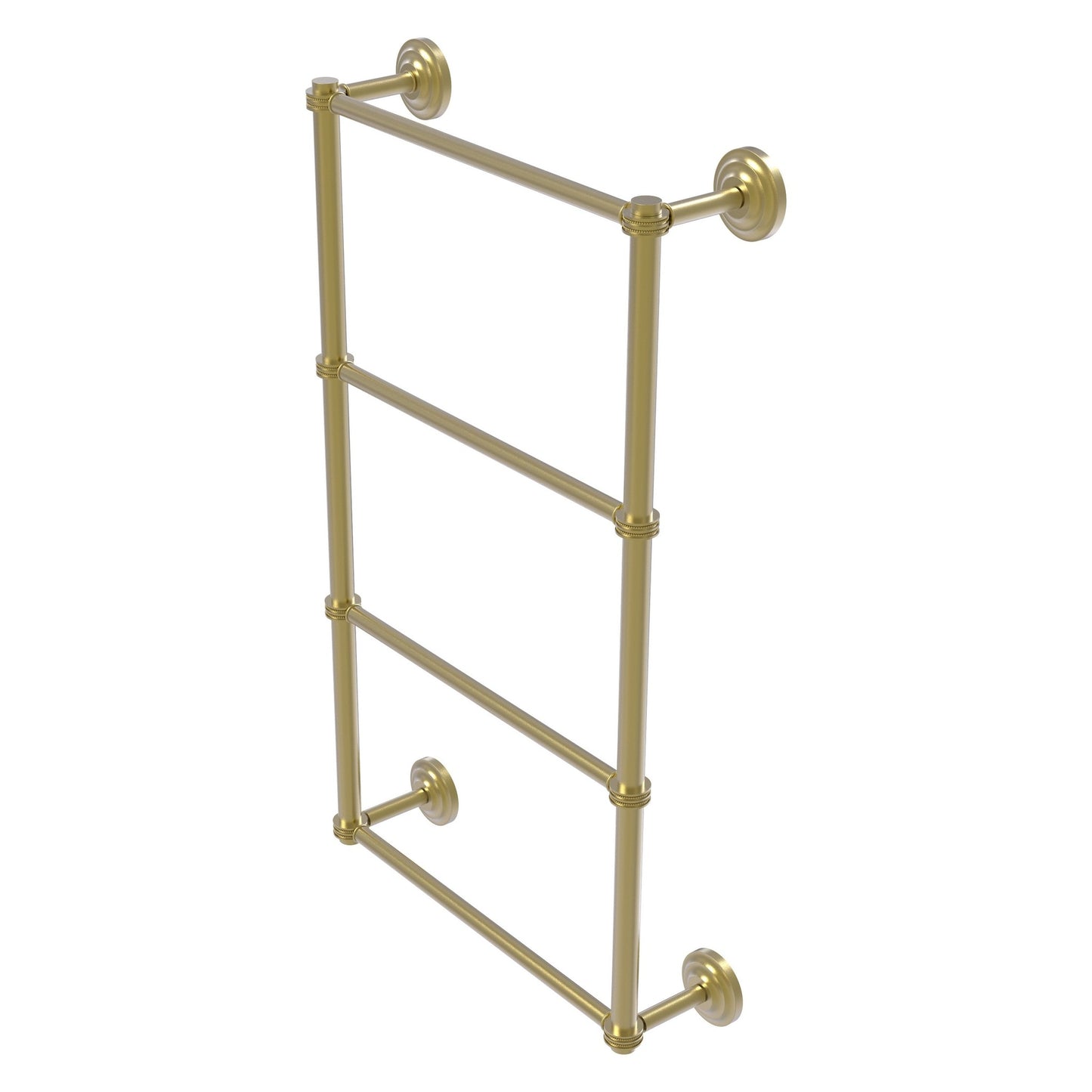 Allied Brass Que New 30" x 5.4" Satin Brass Solid Brass 4-Tier 30 Inches Ladder Towel Bar With Dotted Detail