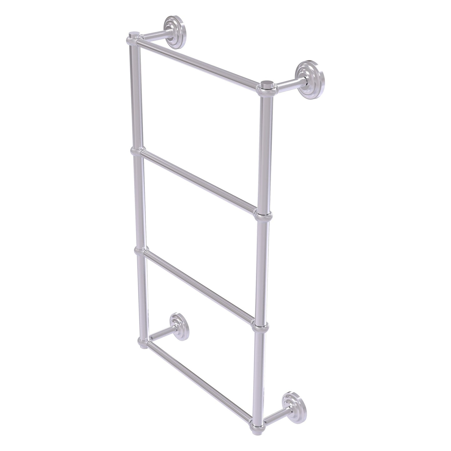 Allied Brass Que New 36" x 5.4" Satin Chrome Solid Brass 4-Tier 36 Inches Ladder Towel Bar With Twisted Detail