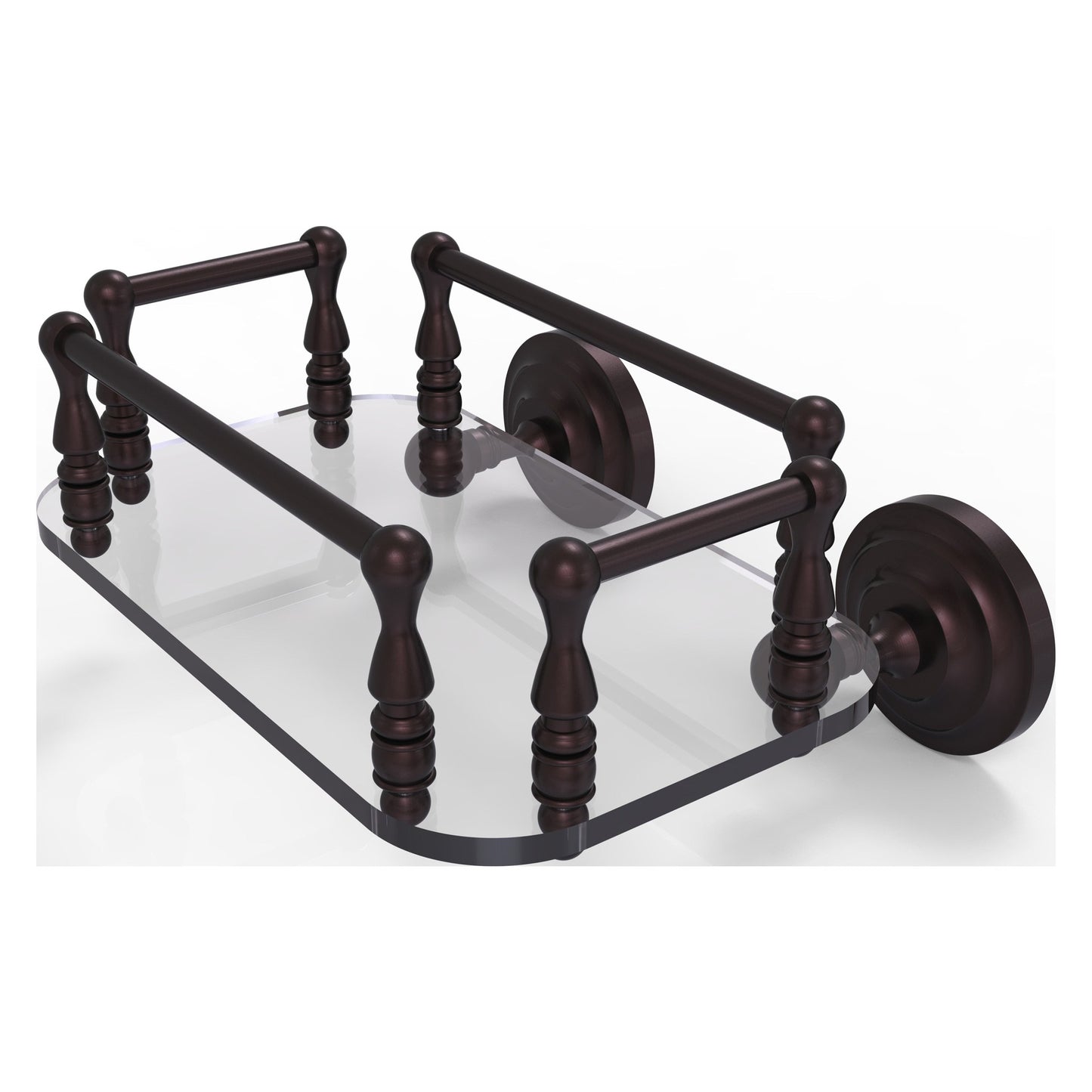 Allied Brass Que New QN-GT-6-ABZ Antique Bronze Wall Mounted Glass Guest Towel Tray
