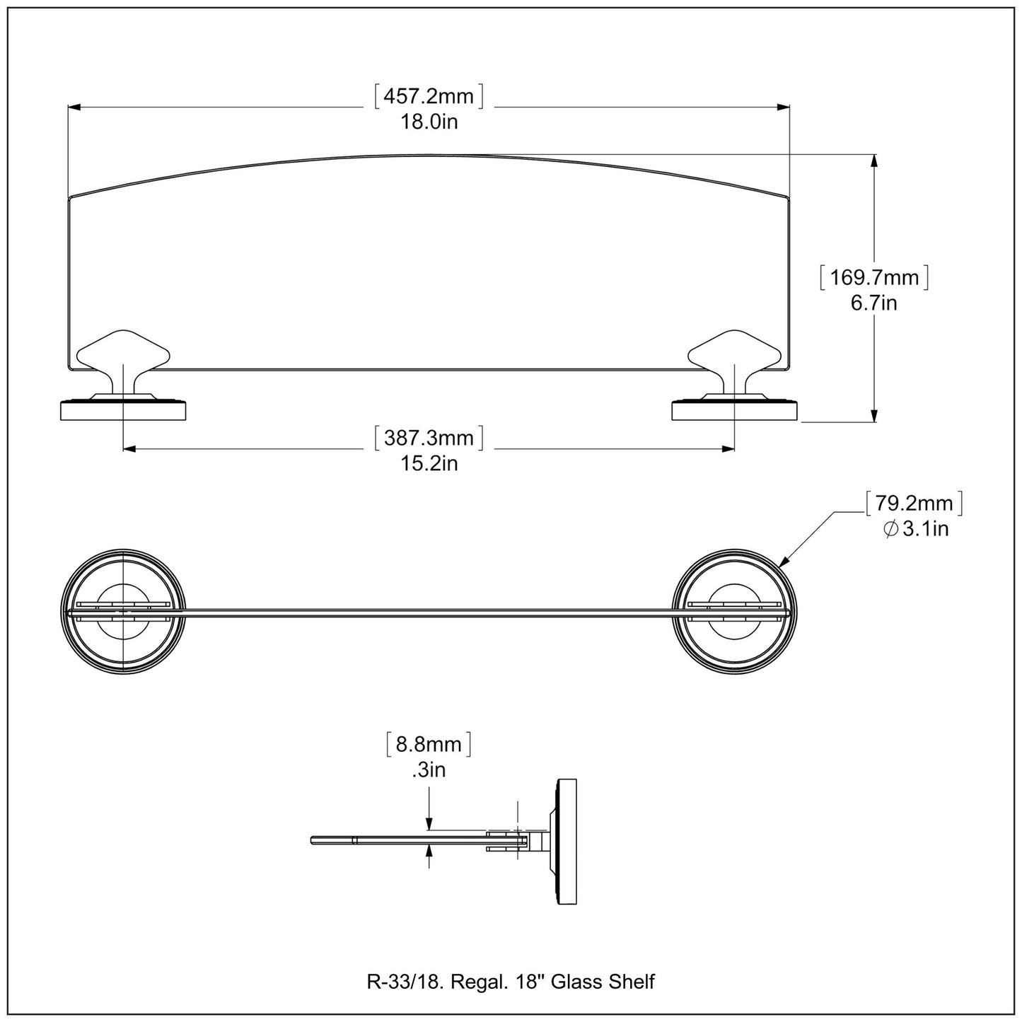 Allied Brass Regal R-33/18-ABZ 18" Antique Bronze Glass Shelf