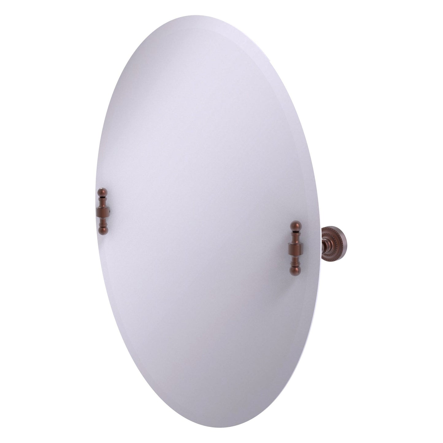Allied Brass Retro Dot Oval Antique Copper Frameless Tilt Wall Mirror With Beveled Edge
