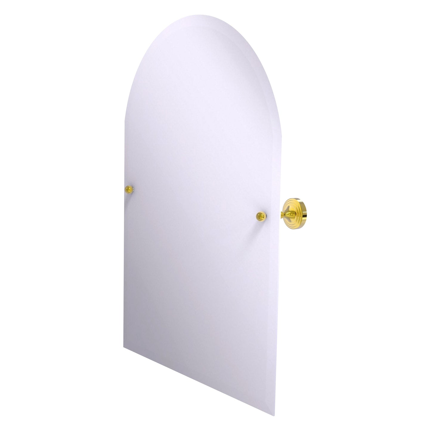Allied Brass SG-94-PB Sag Harbor Polished Brass Arched Top Frameless Wall Tilt Mirror With Beveled Edge