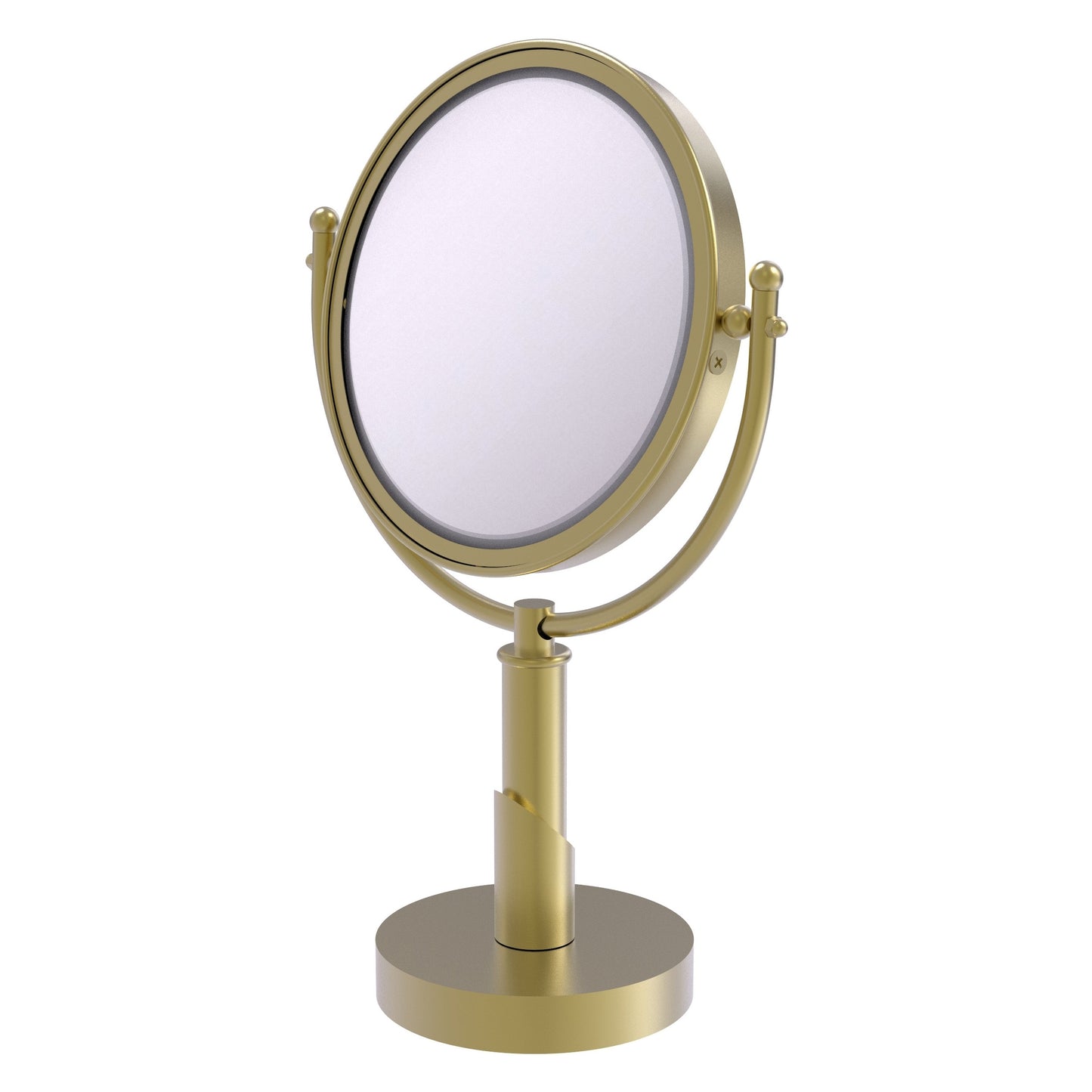 Allied Brass SH-4/3X-SBR Soho 8" Satin Brass Vanity Top Make-Up Mirror With 3X Magnification
