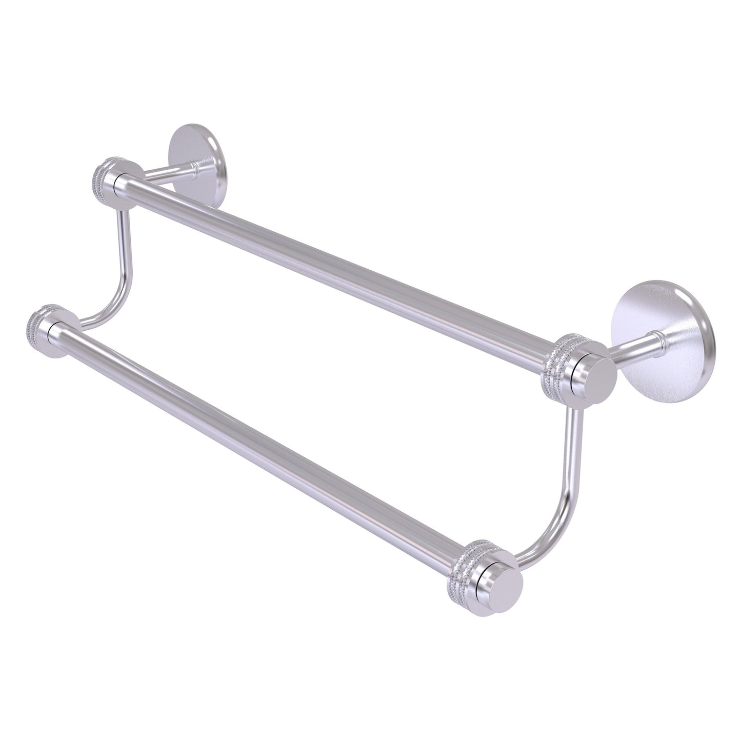 Allied Brass Satellite Orbit Two 18" x 20.5" Satin Chrome Solid Brass Double Towel Bar With Dotted Accent