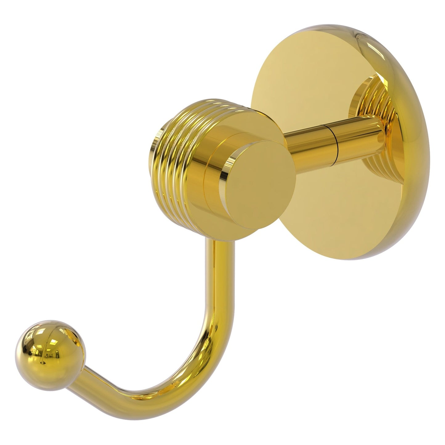 Allied Brass Satellite Orbit Two 2.77" x 4.54" Polished Brass Solid Brass Robe Hook With Grooved Accents
