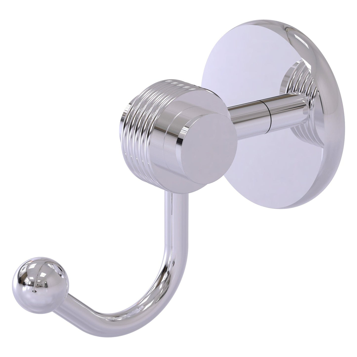 Allied Brass Satellite Orbit Two 2.77" x 4.54" Polished Chrome Solid Brass Robe Hook With Grooved Accents