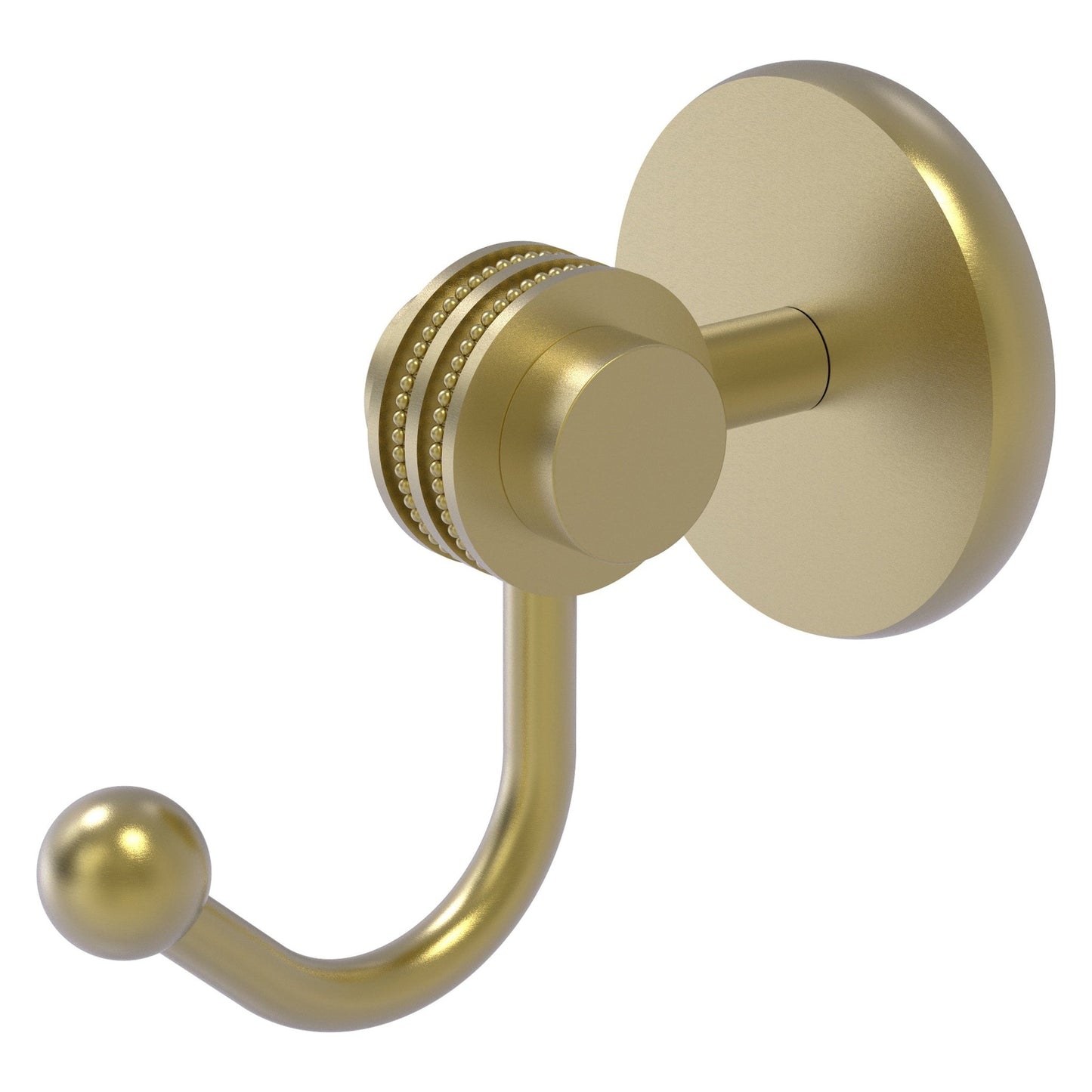 Allied Brass Satellite Orbit Two 2.77" x 4.54" Satin Brass Solid Brass Robe Hook With Dotted Accents
