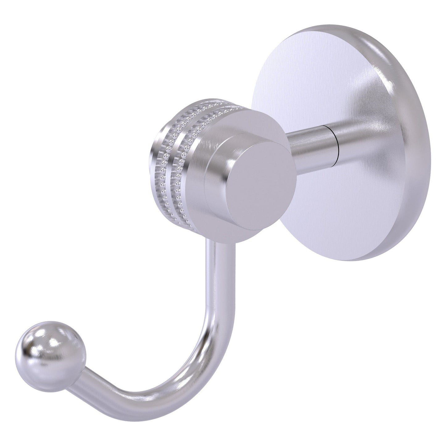 Allied Brass Satellite Orbit Two 2.77" x 4.54" Satin Chrome Solid Brass Robe Hook With Dotted Accents