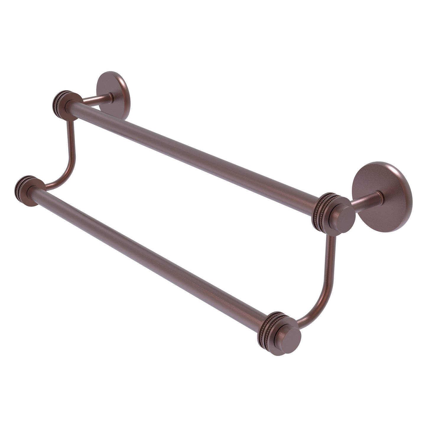 Allied Brass Satellite Orbit Two 30" x 32.5" Antique Copper Solid Brass Double Towel Bar With Dotted Accent