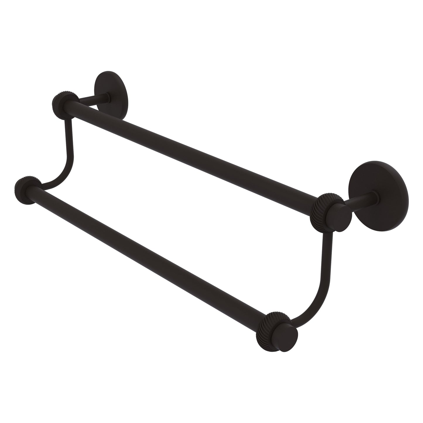 Allied Brass Satellite Orbit Two 30" x 32.5" Oil Rubbed Bronze Solid Brass Double Towel Bar With Twist Accent