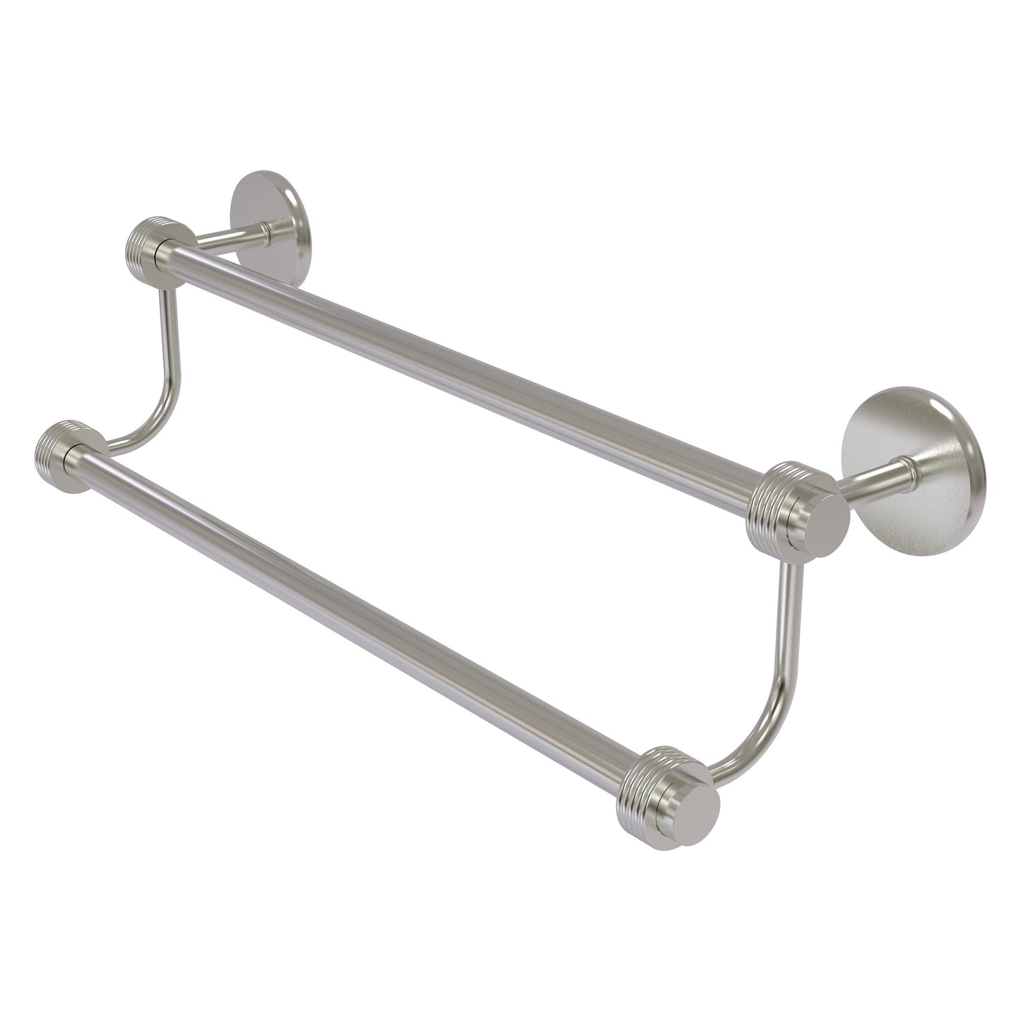 Allied Brass Satellite Orbit Two 30" x 32.5" Satin Nickel Solid Brass Double Towel Bar With Grooved Accent