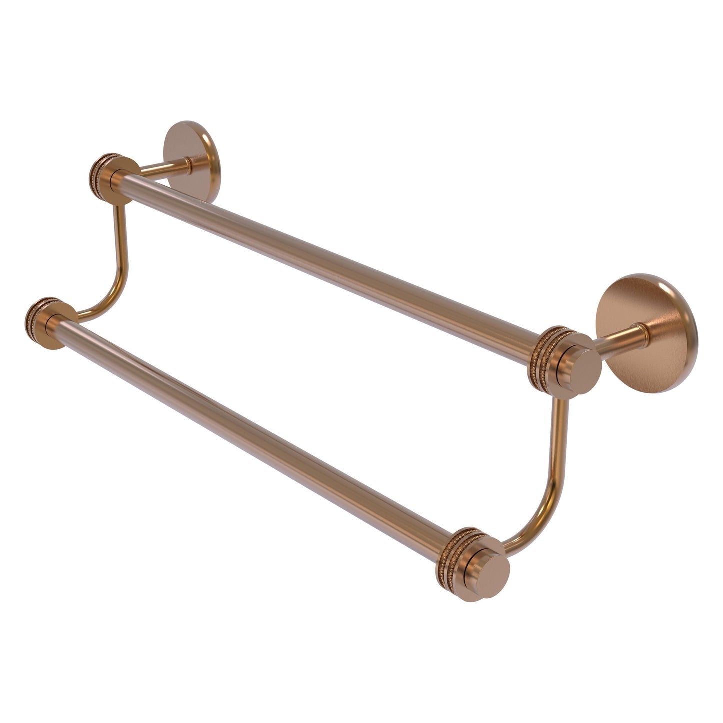 Allied Brass Satellite Orbit Two 36" x 38.5" Brushed Bronze Solid Brass Double Towel Bar With Dotted Accent