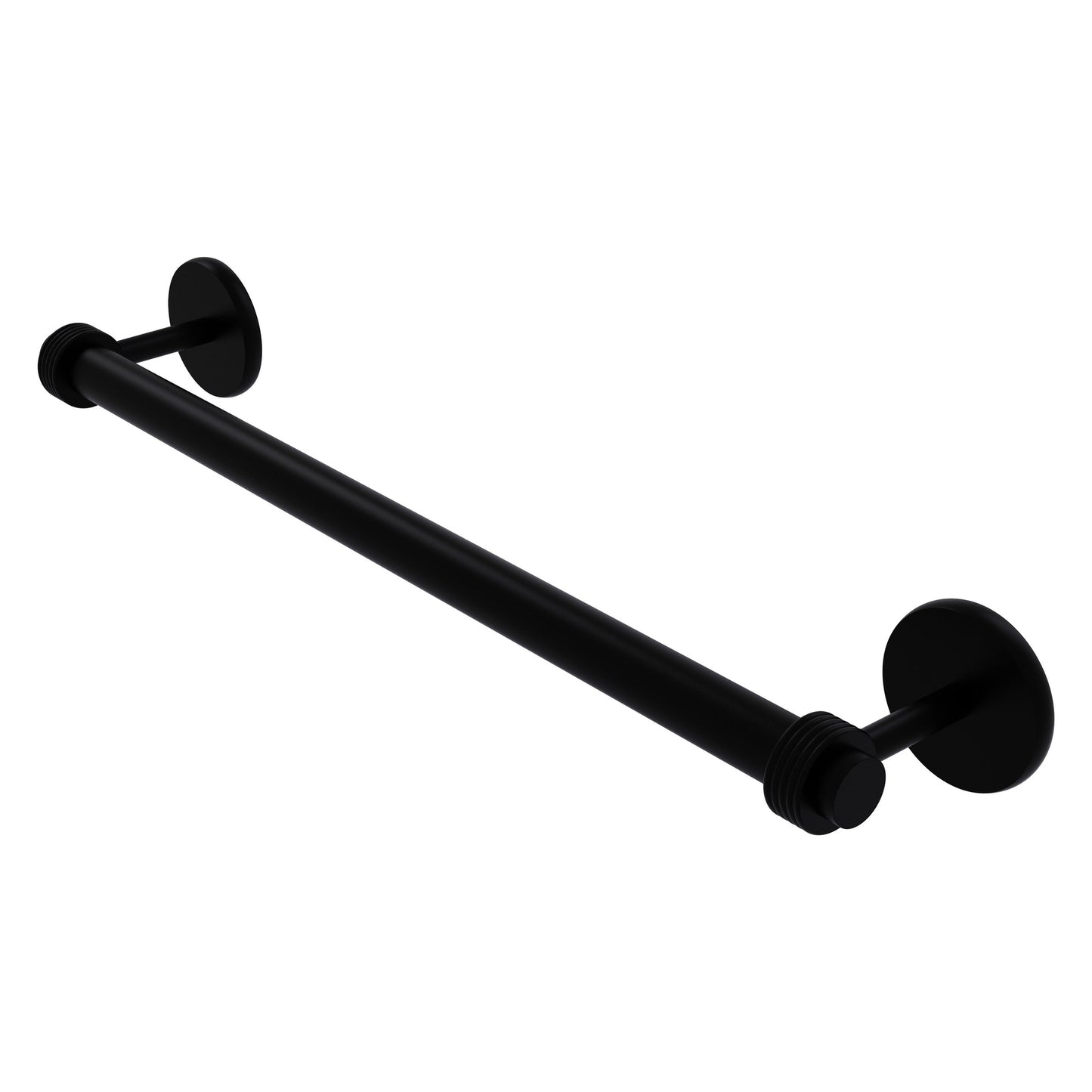 Allied Brass Satellite Orbit Two 36" x 38.5" Matte Black Solid Brass Towel Bar With Grooved Detail