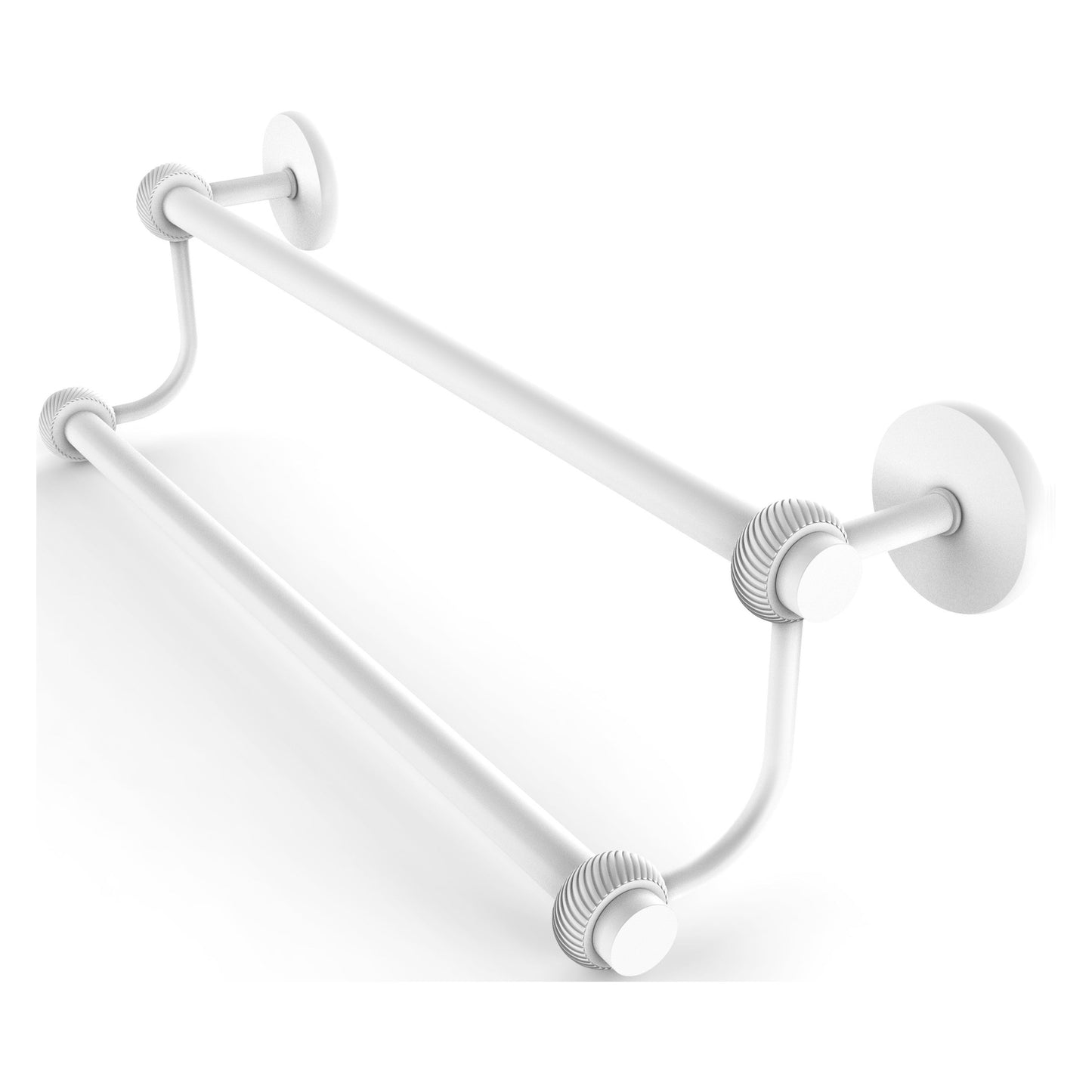 Allied Brass Satellite Orbit Two 36" x 38.5" Matte White Solid Brass Double Towel Bar With Twist Accent