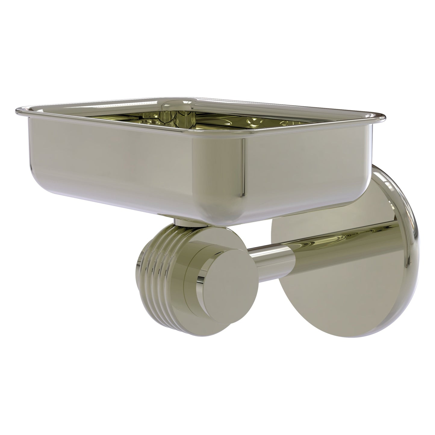 Allied Brass Satellite Orbit Two 4.5" x 3.5" Polished Nickel Solid Brass Wall-Mounted Soap Dish With Grooved Accents