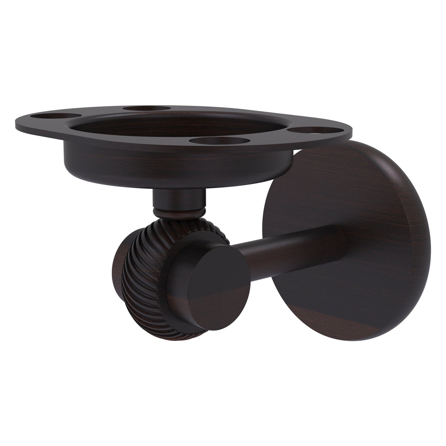 Allied Brass Satellite Orbit Two 4.5" x 3.5" Venetian Bronze Solid Brass Tumbler and Toothbrush Holder With Twisted Accents